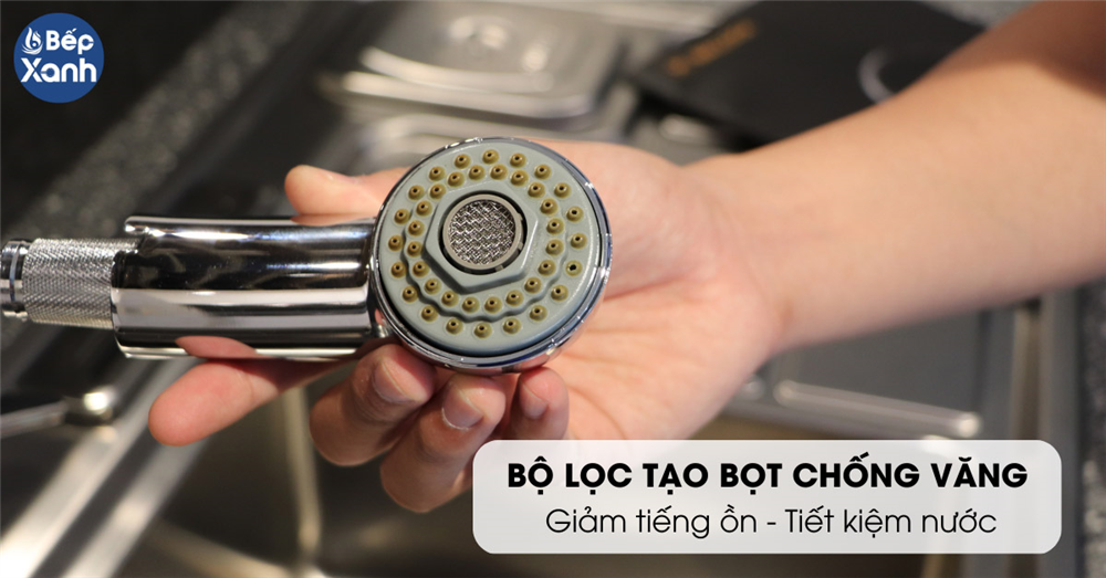Bộ lọc tạo bọt chống văng nước của Vòi rửa chén dây rút Malloca
