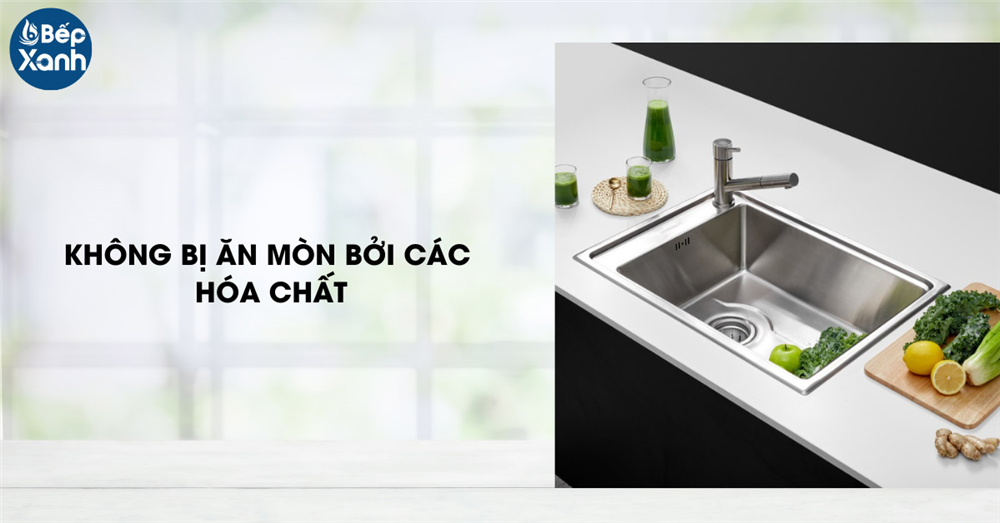 Chậu rửa chén Inox malloca không bị ăn mòn bởi các loại hóa chất