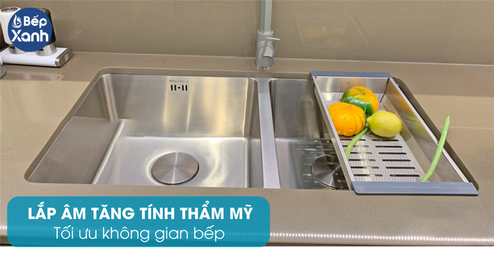 Chậu rửa chén âm Malloca mang lại tính thẩm mỹ cao