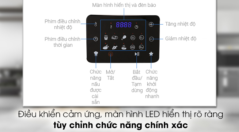 Nồi chiên không dầu Malloca MAF-06 6 lít - Điều khiển cảm ứng thiết kế tinh tế