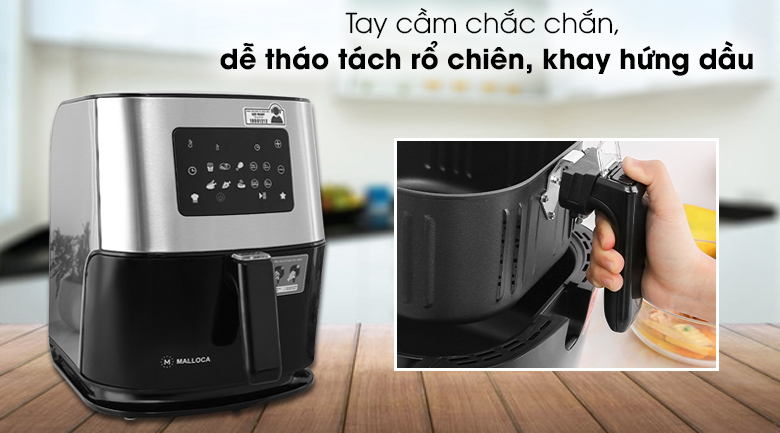 Nồi chiên không dầu Malloca MAF-06 6 lít - Tay cầm chắc chắn