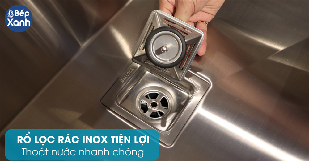 Chậu rửa chén âm Malloca trang bị rổ lọc rác tiện lợi