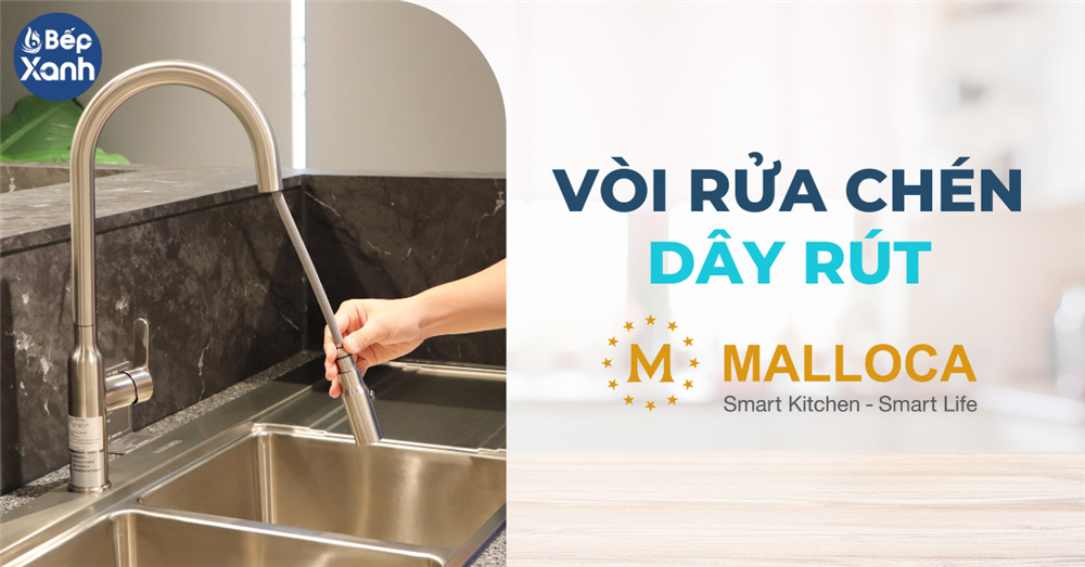 Vòi rửa chén dây rút Malloca