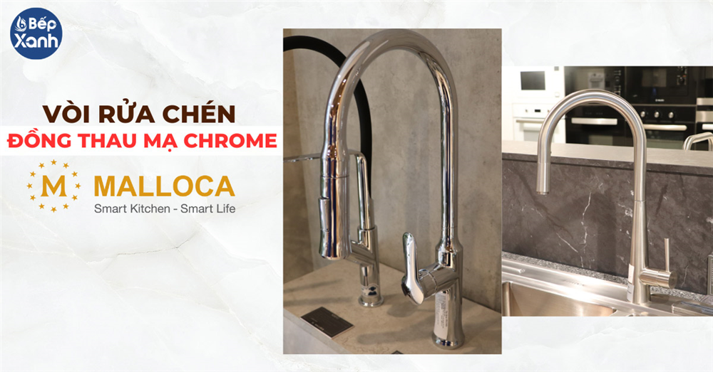 Vòi rửa chén đồng thau mạ Chrome Malloca